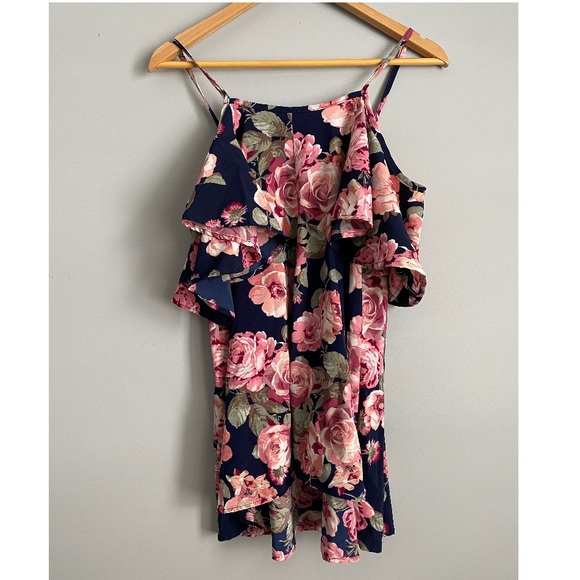 PinkBlush Maternity Floral Cold Shoulder Shirt - Picture 2 of 4